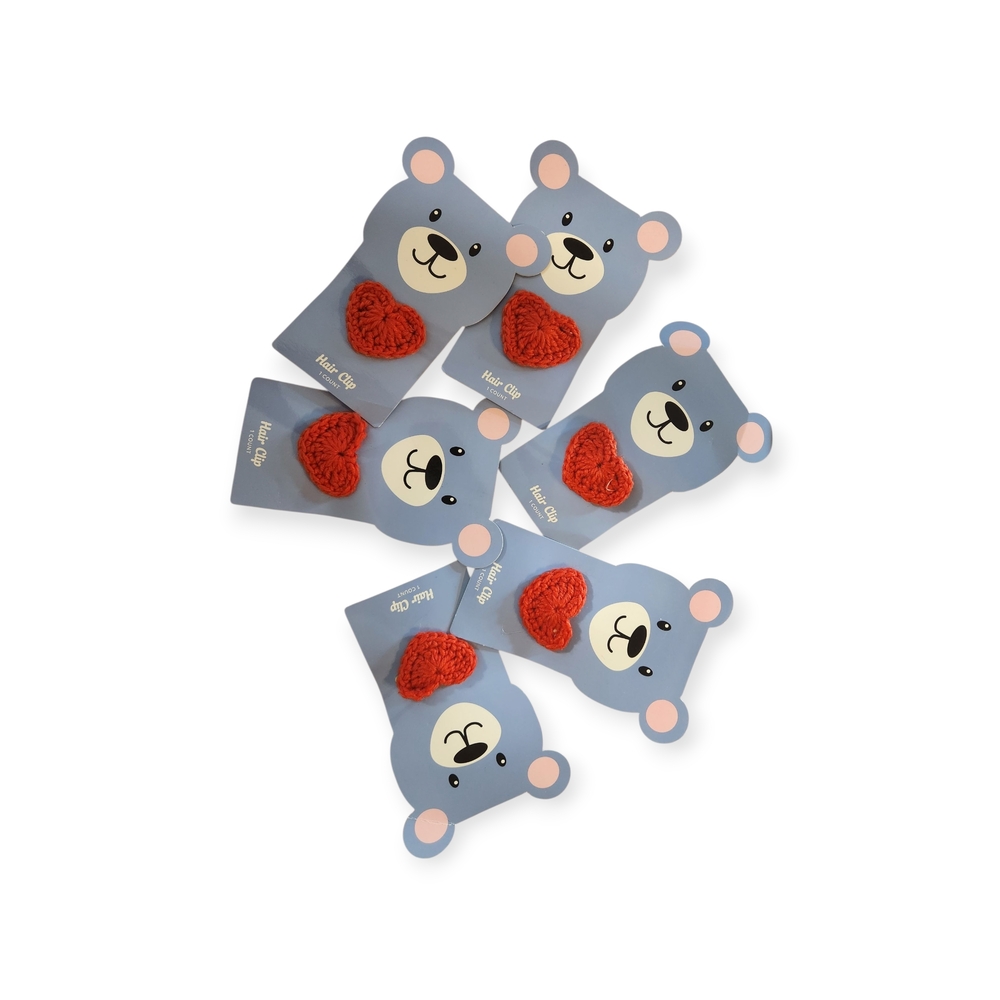 7 Pack Adorable Red Heart Hair Clip for Kids
